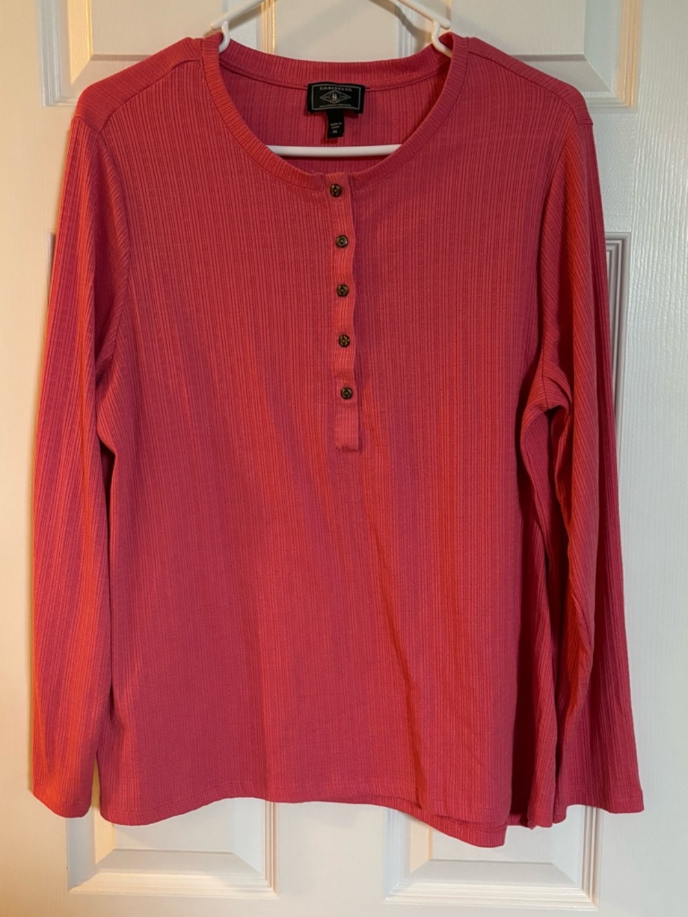 G.H. Bass & Co. Coral Ribbed Henley Top